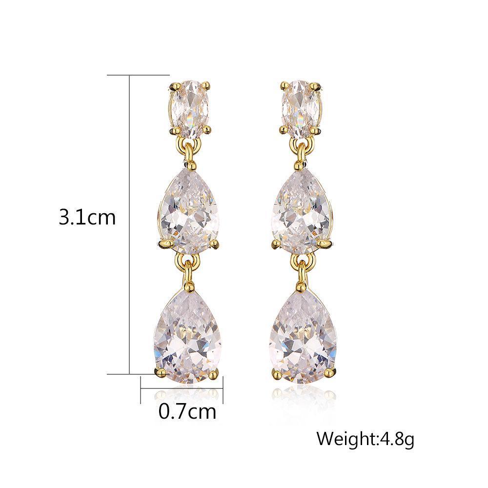 TRIPLE DIAMOND DROP EARRINGS – MINIMALIST BRIDESMAID GIFTS & WEDDING EARRINGS​
