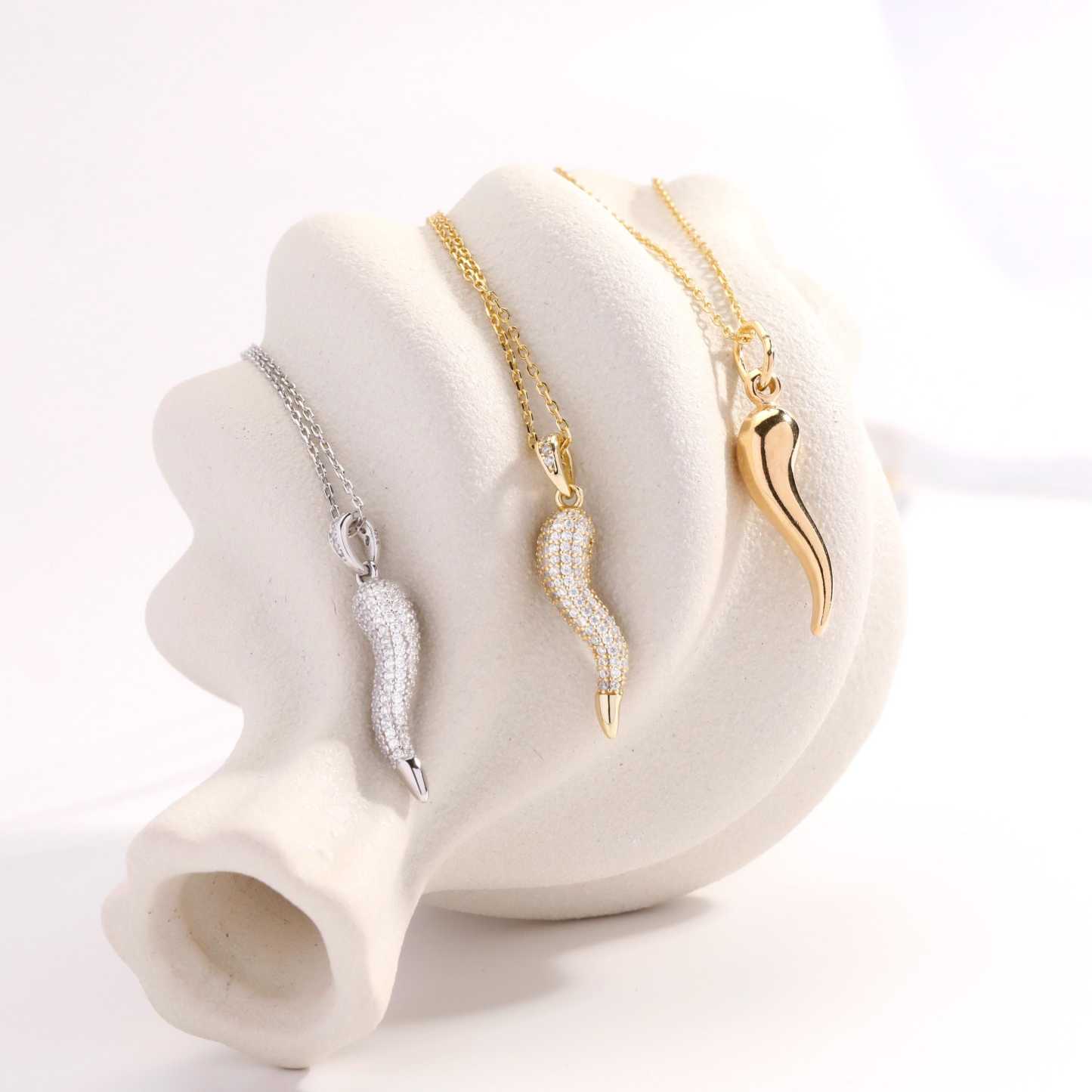 Italian Horn Cornicello Necklace–Good Luck Charm Gift