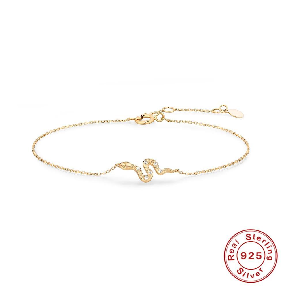 Delicate Golden Snake Bracelet – Elegant Diamond Snake Jewelry, Unique