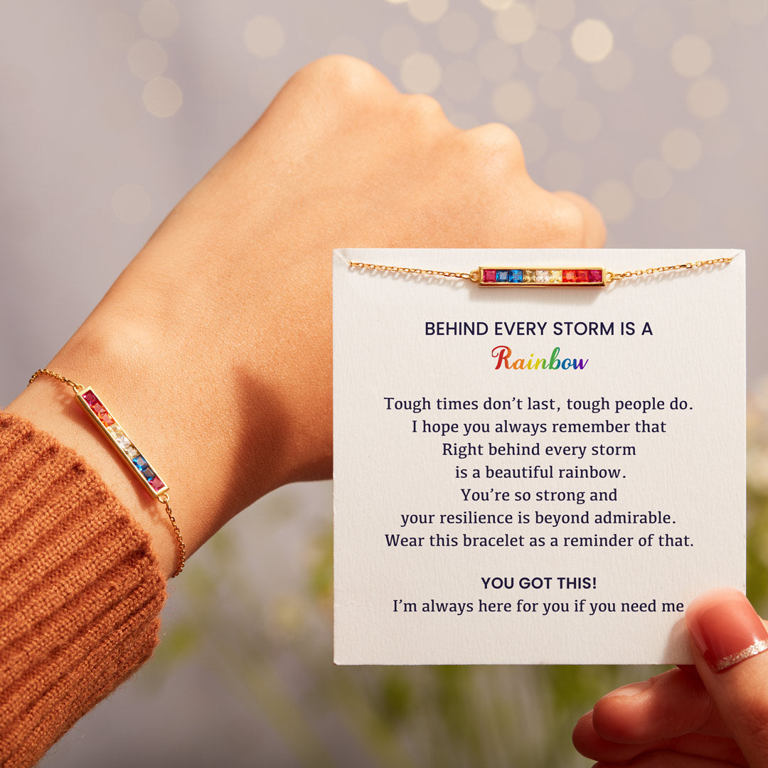 After Every Storm There Is A Rainbow Bar Bracelet-belovejewel.com
