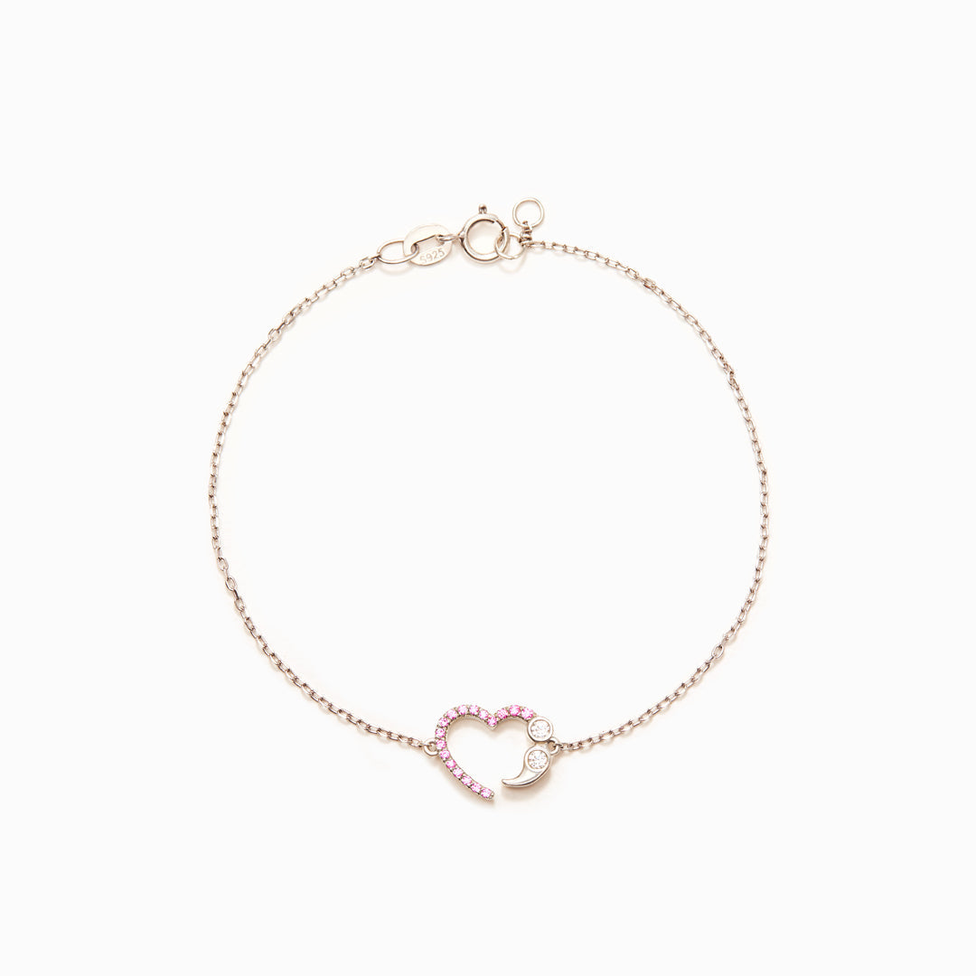 And So She Goes On Heart Semicolon Bracelet-belovejewel.com