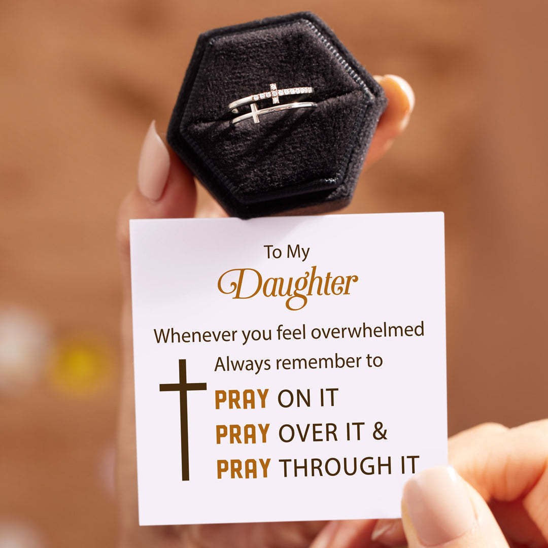 To My Daughter Pray Through It Double Cross Ring-belovejewel.com