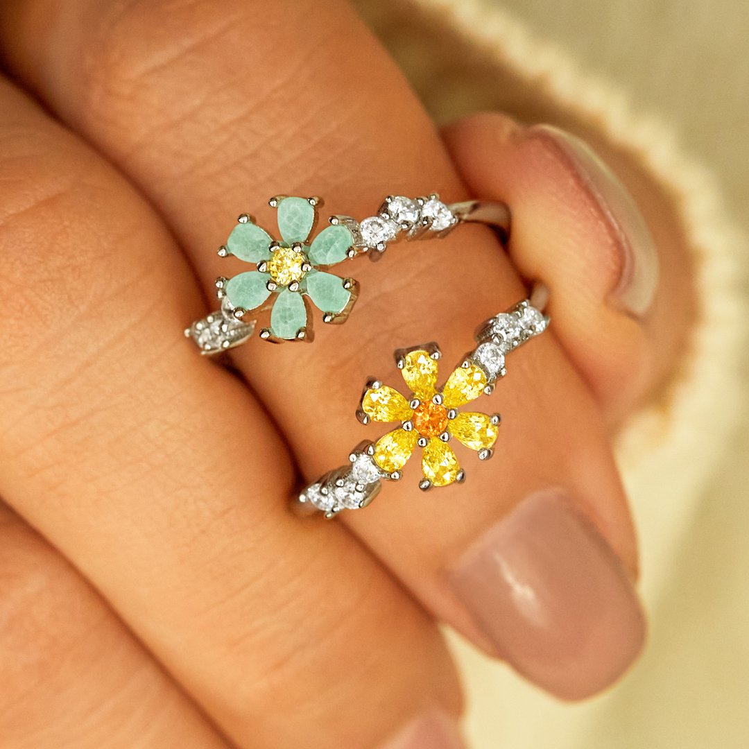 You're A Gem Hexagon Gem Flower Ring-belovejewel.com