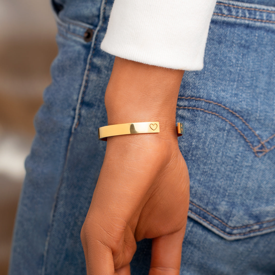 And So She Goes On Engraved Semicolon Bangle-belovejewel.com