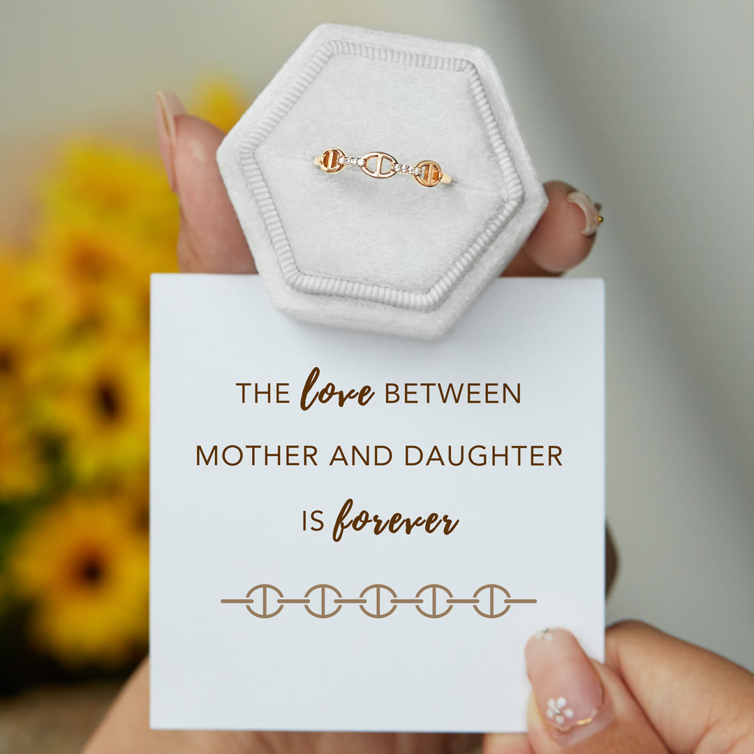 Mother & Daughter Chain Link Ring S925-belovejewel.com