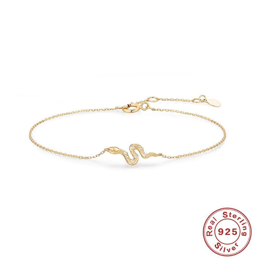 Delicate Golden Snake Bracelet – Elegant Diamond Snake Jewelry, Unique
