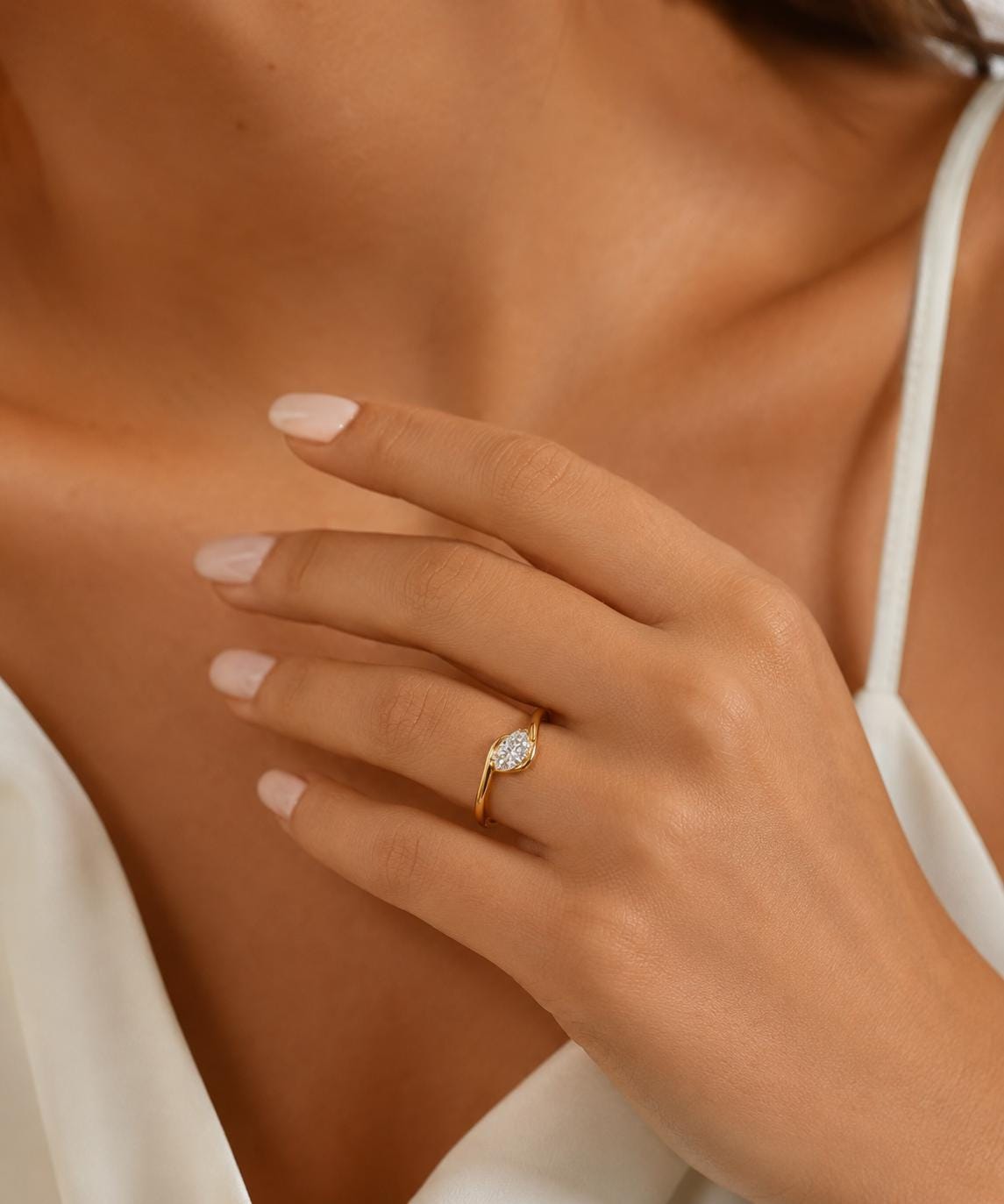 Dainty Marquise CZ Ring, Minimalist Simulated Diamond Band, Everyday Stackable Ring, Bridal Jewelry, AAA Grade Cubic Zirconia Ring