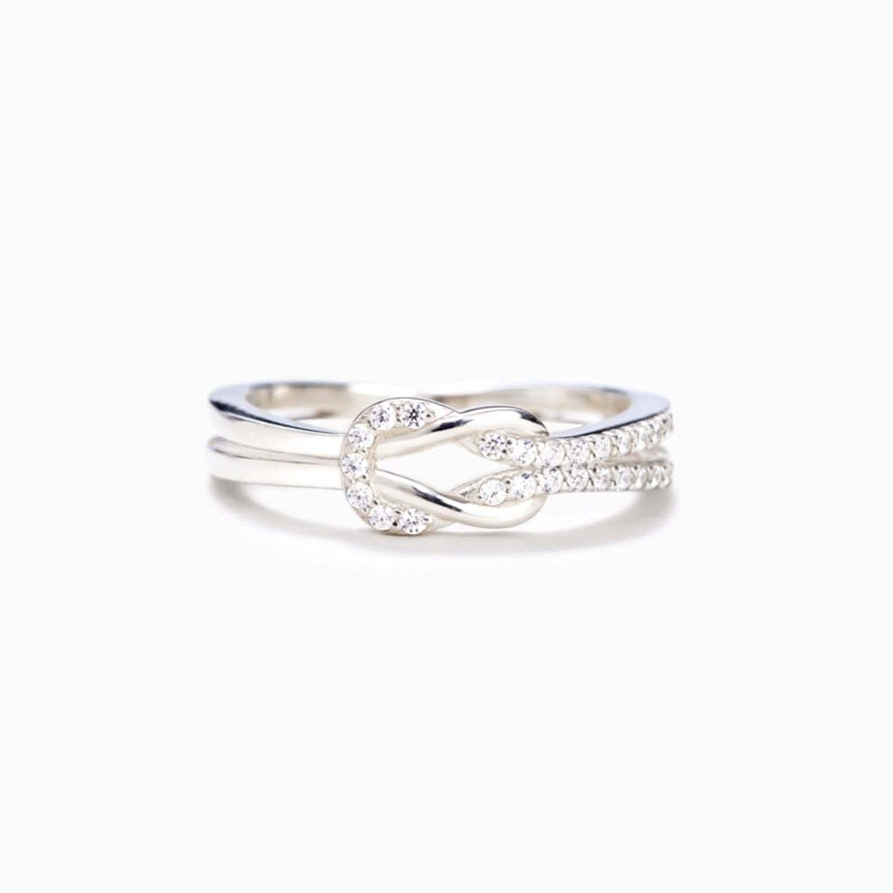 Grandmother & Granddaughter Square Knot Ring S925-belovejewel.com