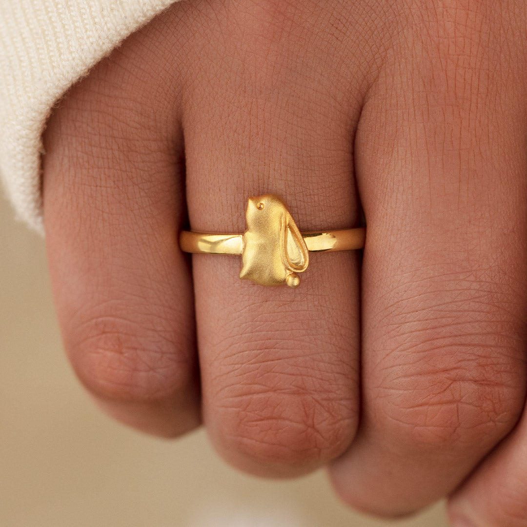 Don't Worry Be Hoppy Bunny Ring-belovejewel.com