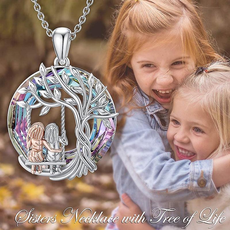 Tree of Life Sister on the Swing Necklace-belovejewel.com