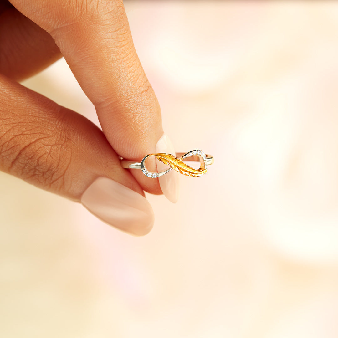 Plume Feather Infinity Ring-belovejewel.com