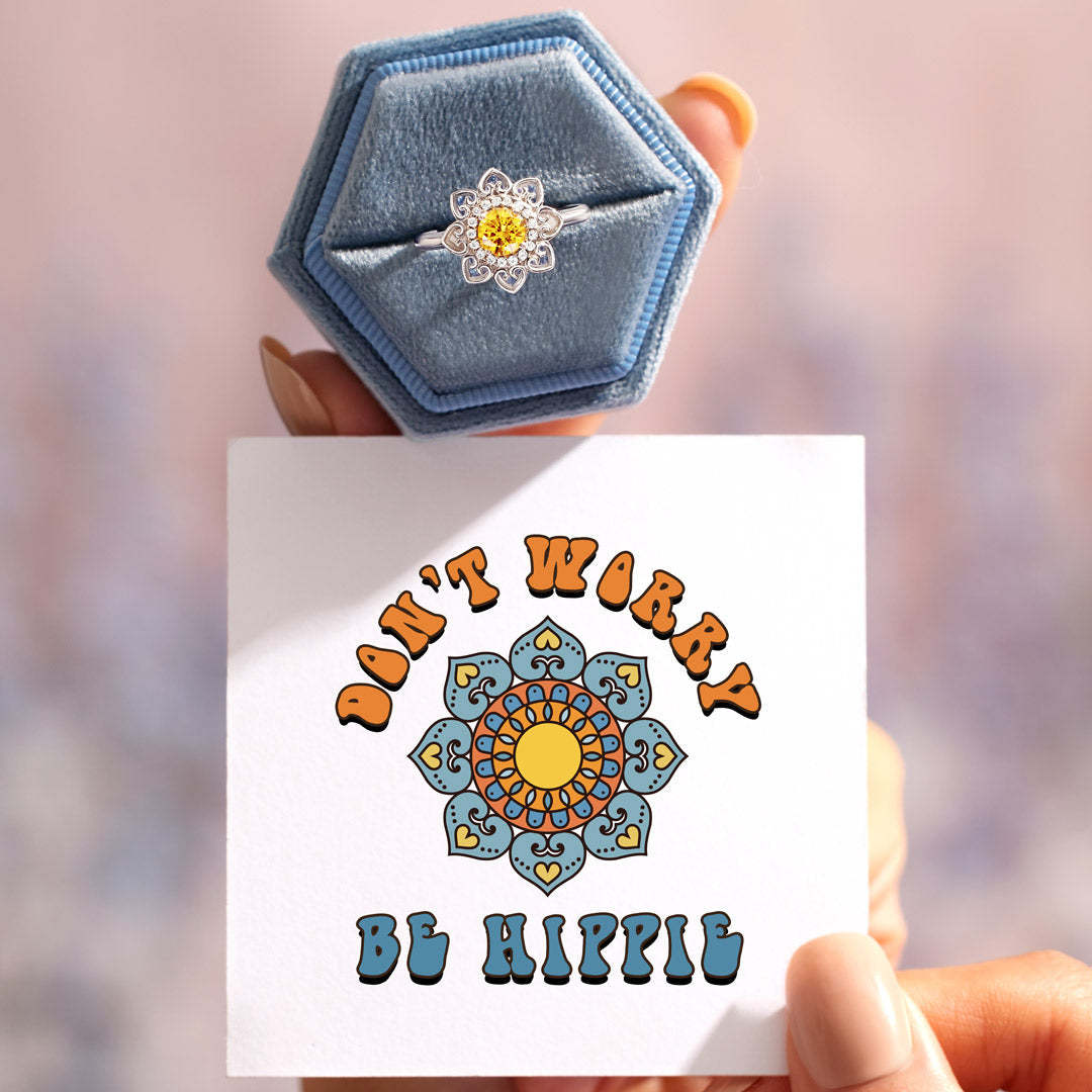 Don't Worry Be Hippie Mandala Ring-belovejewel.com