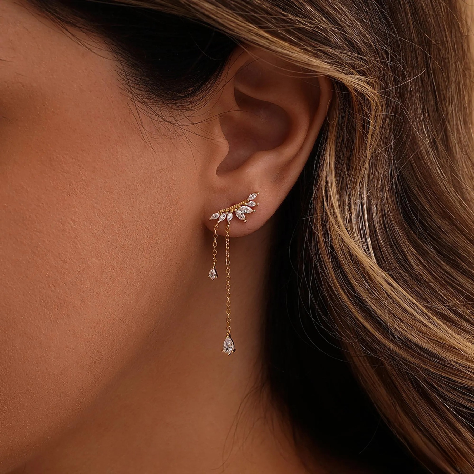 Dainty Diamond Dangle Drop Earrings CZ Diamond Tassel Earrings Wedding Jewelry Bridesmaid Gifts Christmas Present