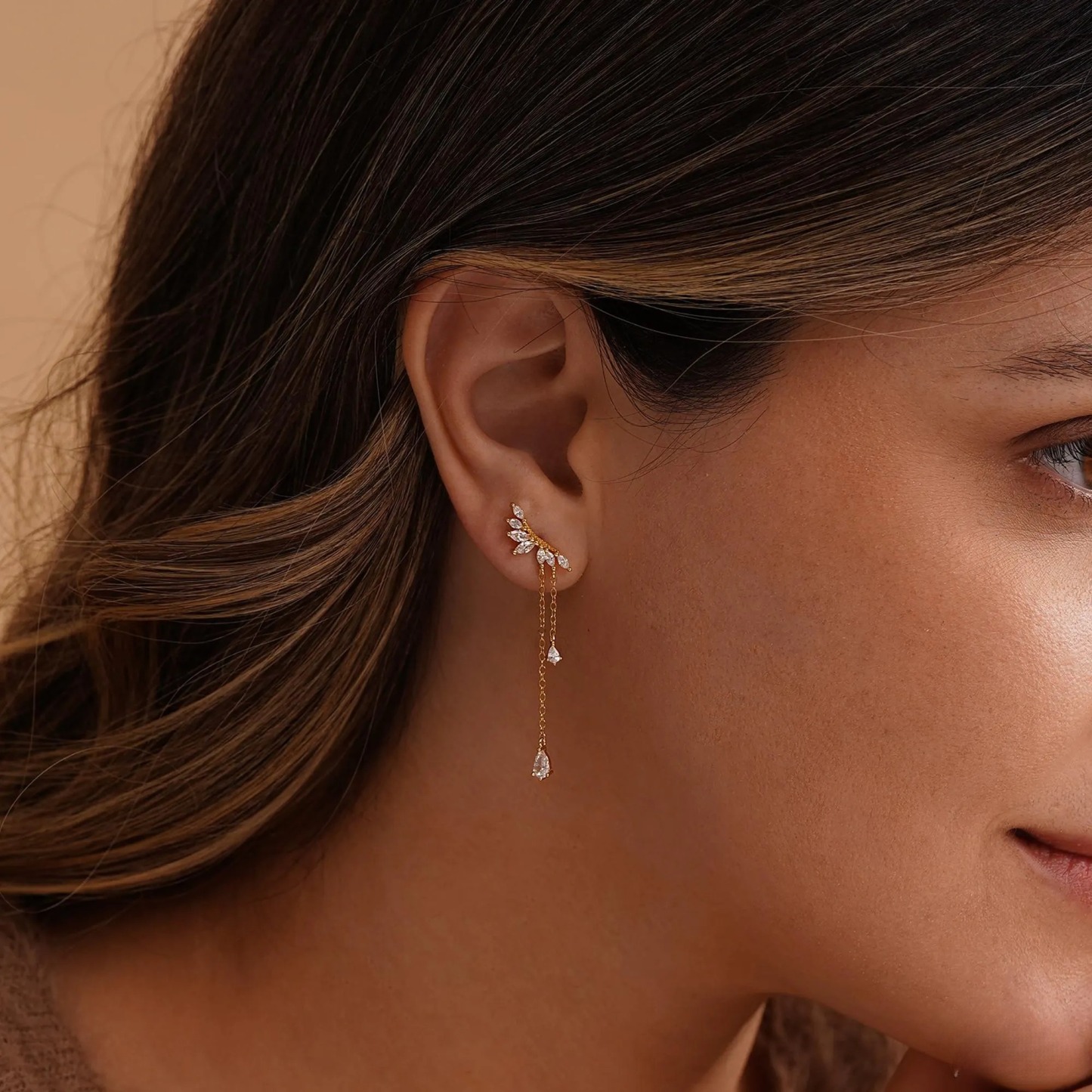 Dainty Diamond Dangle Drop Earrings CZ Diamond Tassel Earrings Wedding Jewelry Bridesmaid Gifts Christmas Present