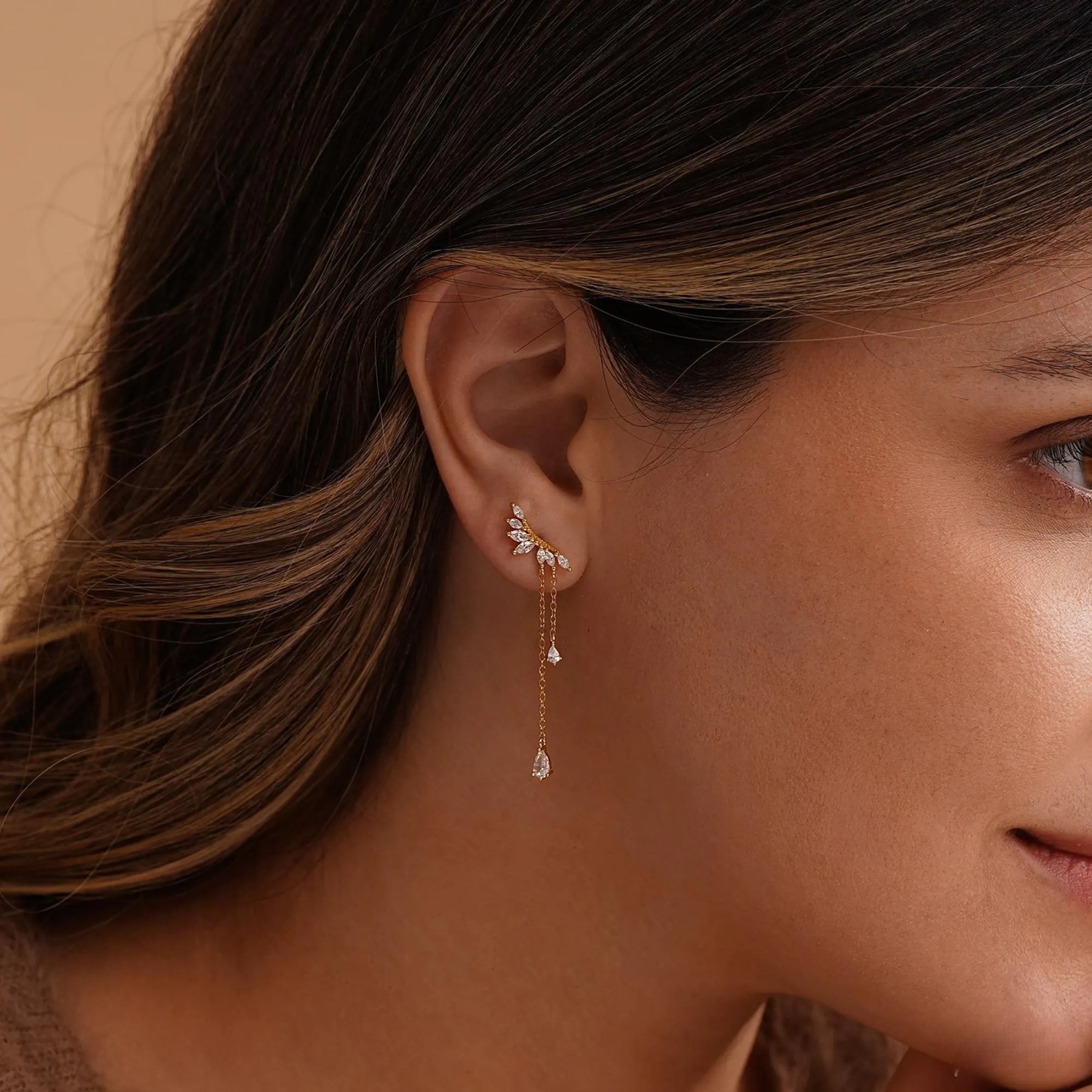 Dainty Diamond Dangle Drop Earrings CZ Diamond Tassel Earrings Wedding Jewelry Bridesmaid Gifts Christmas Present