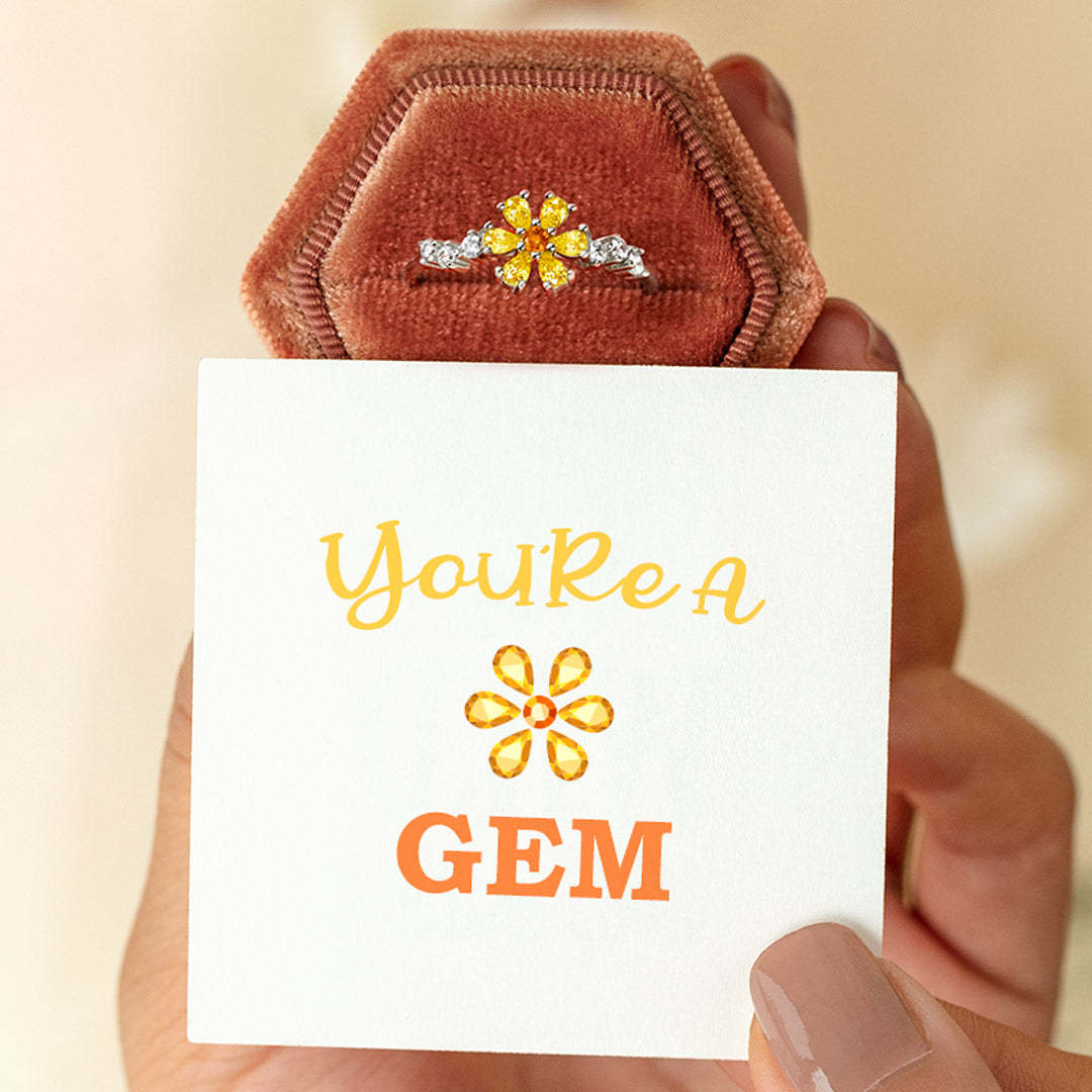 You're A Gem Hexagon Gem Flower Ring-belovejewel.com