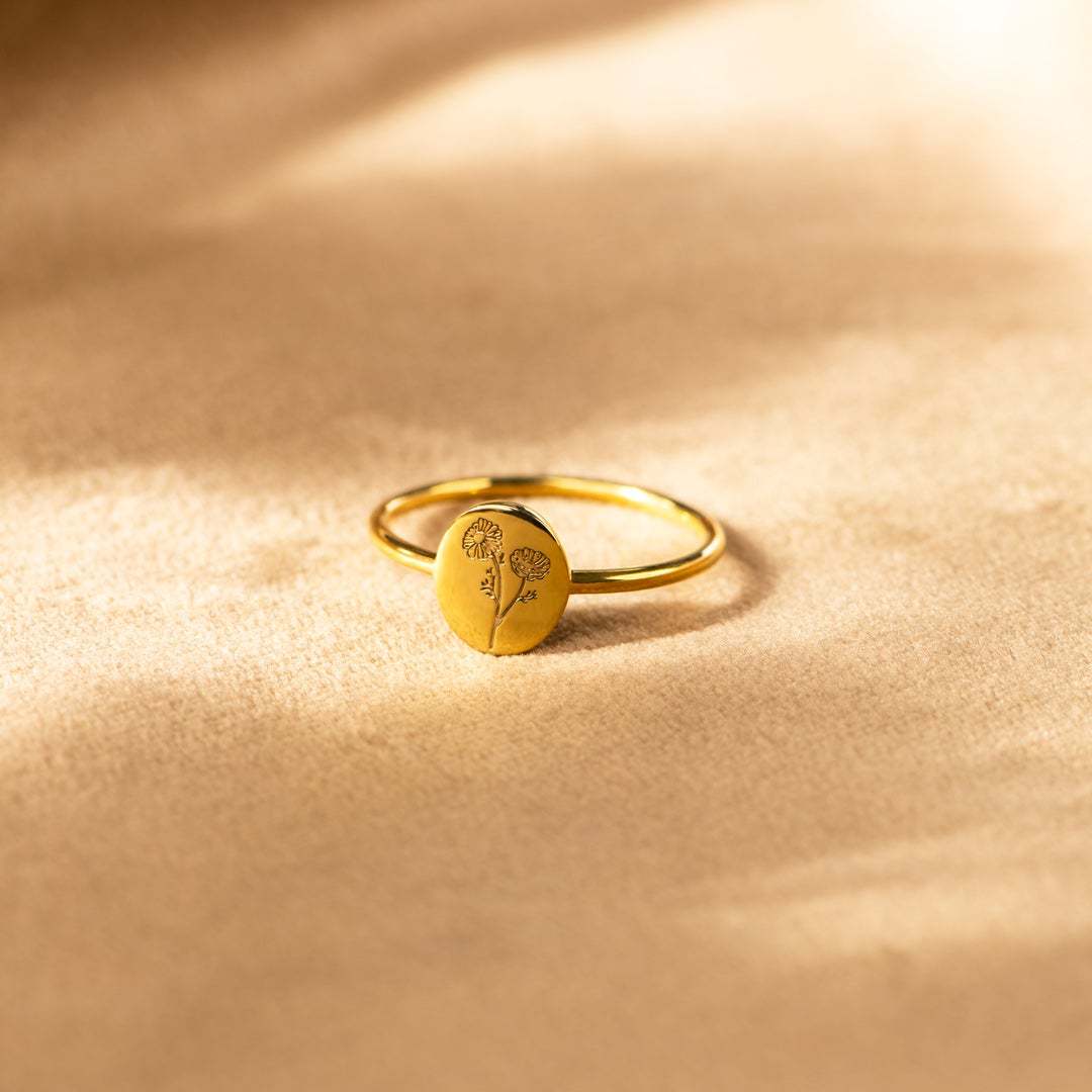 Mother & Daughter Engraved Flower Ring-belovejewel.com