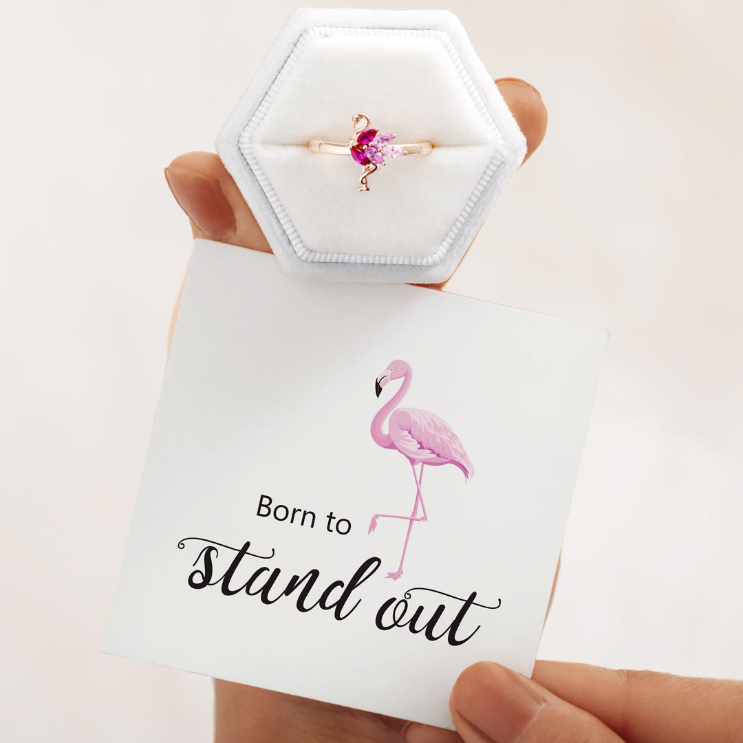 Born To Stand Out Flamingo Ring-belovejewel.com