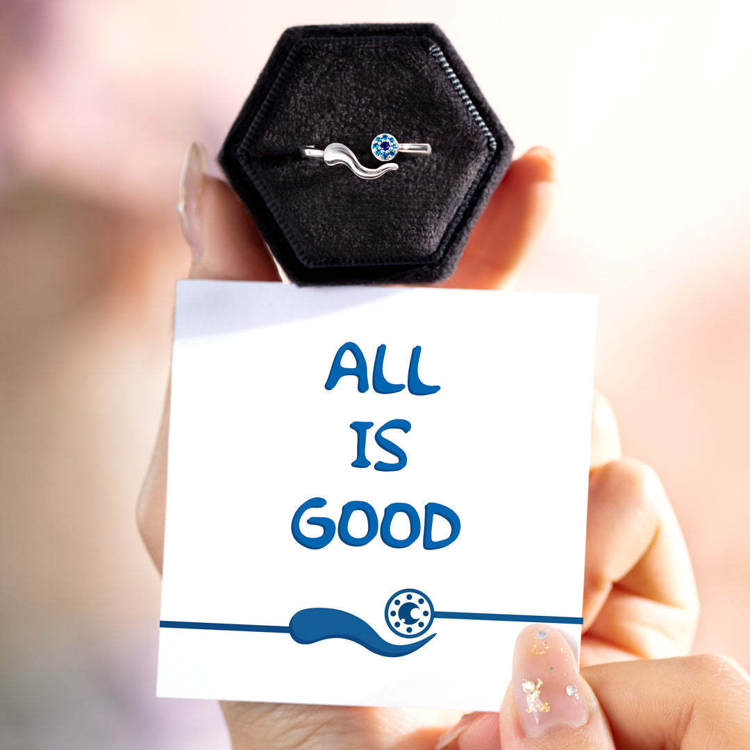 All Is Good Italian Horn Evil Eye Ring-belovejewel.com