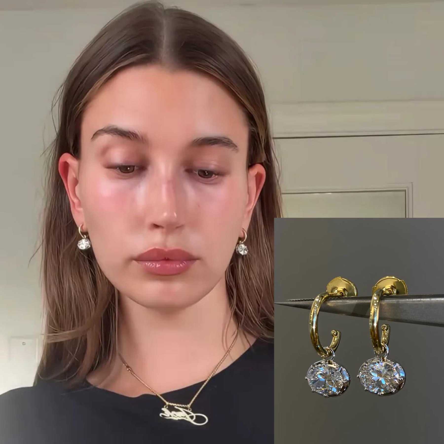 Classic 8 x 12 mm Oval Huggie Hoop Earrings, Floating CZ Earrings, Celebrity Inspired Jewelry, Gift for Girlfriend, Ideal Birthday Gift, Everyday Statement Earrings