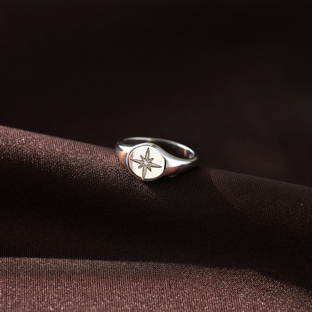 For Wife North Star Signet Ring-belovejewel.com