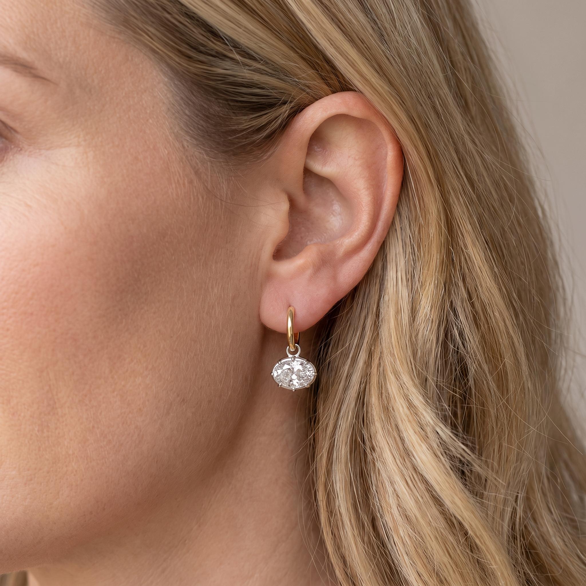 Classic 8 x 12 mm Oval Huggie Hoop Earrings, Floating CZ Earrings, Celebrity Inspired Jewelry, Gift for Girlfriend, Ideal Birthday Gift, Everyday Statement Earrings