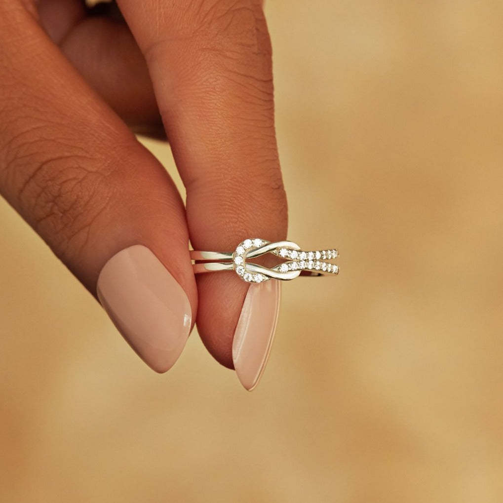 Grandmother & Granddaughter Square Knot Ring-belovejewel.com