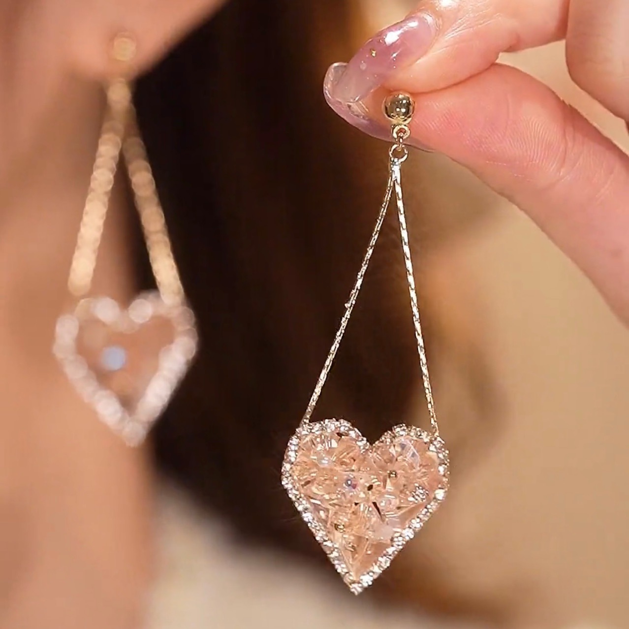 💘Crystal Heart Gradient Earrings -belovejewel.com