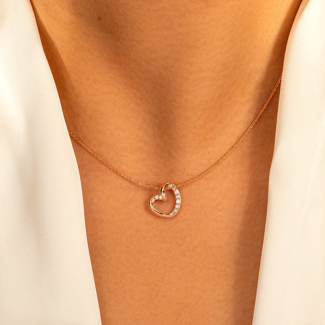 My Beautiful Granddaughter Twist Pave Heart Necklace-belovejewel.com