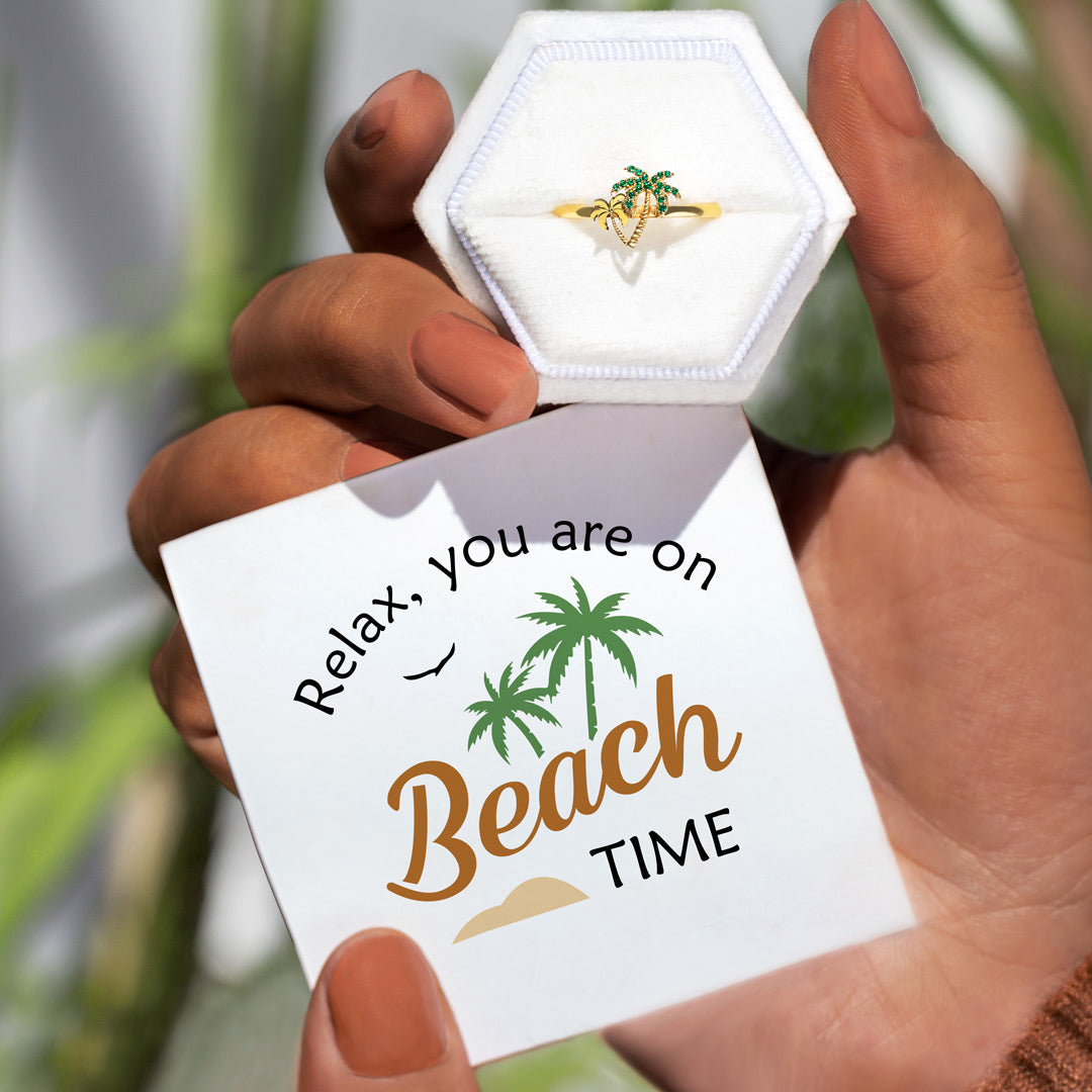 Relax You Are On Beach Time Tree Ring S925-belovejewel.com