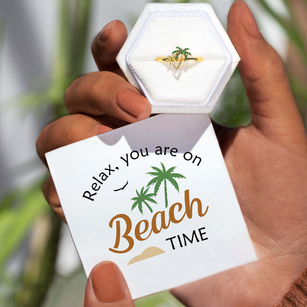 Relax You Are On Beach Time Tree Ring S925-belovejewel.com