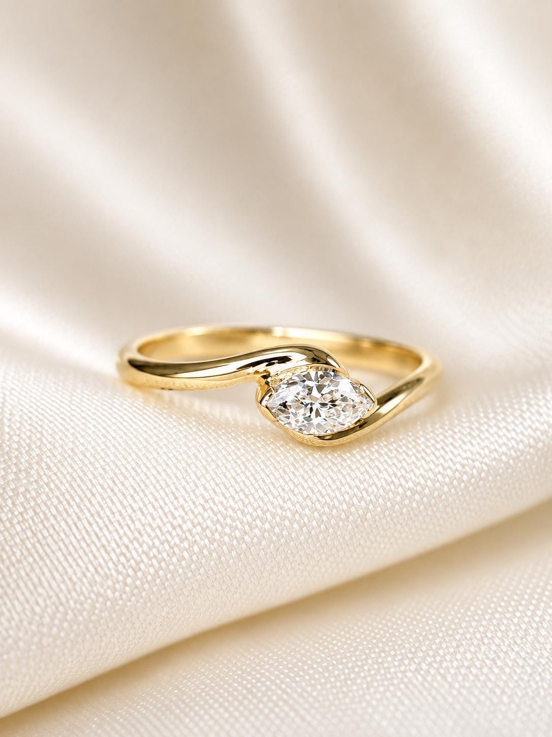 Dainty Marquise CZ Ring, Minimalist Simulated Diamond Band, Everyday Stackable Ring, Bridal Jewelry, AAA Grade Cubic Zirconia Ring