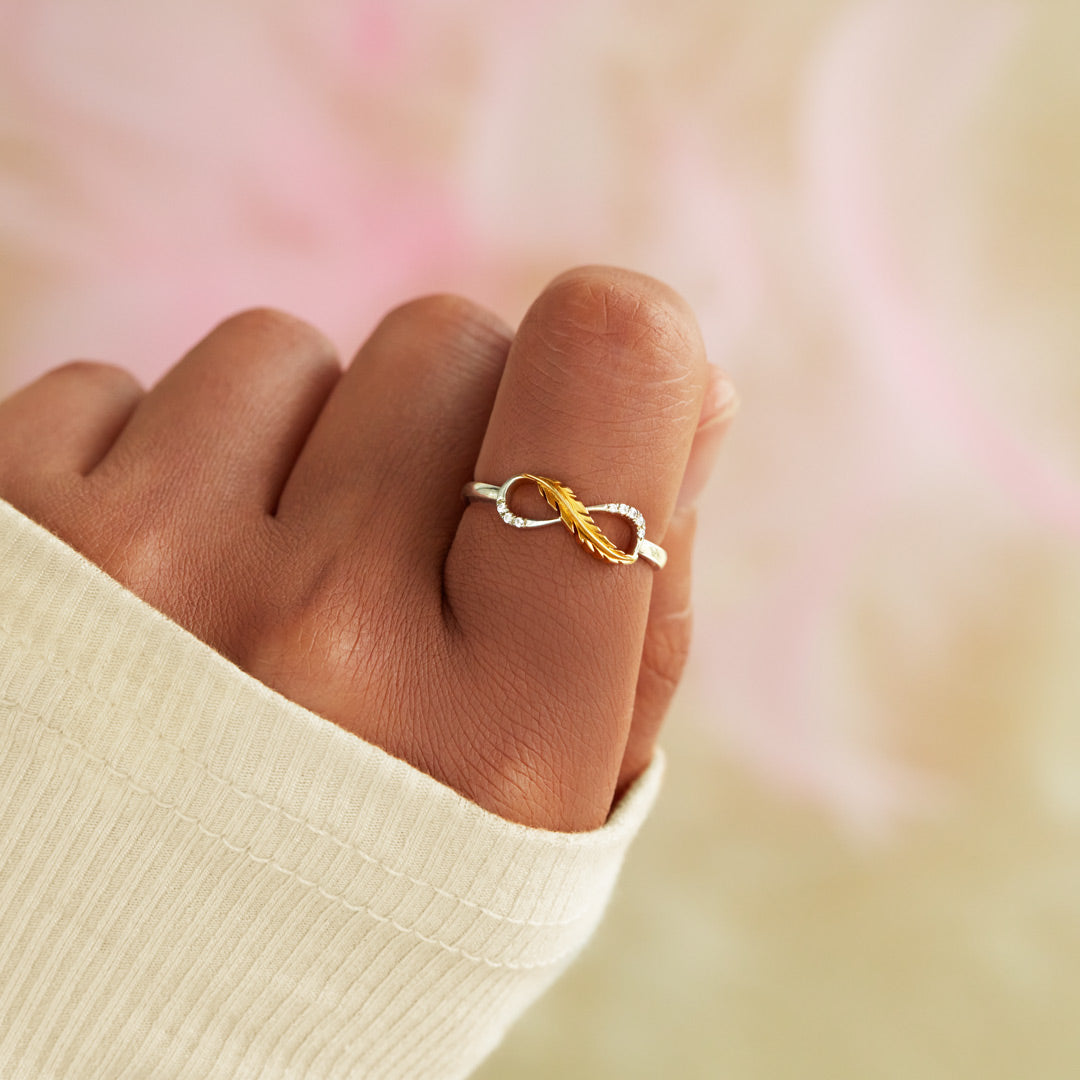 Plume Feather Infinity Ring-belovejewel.com