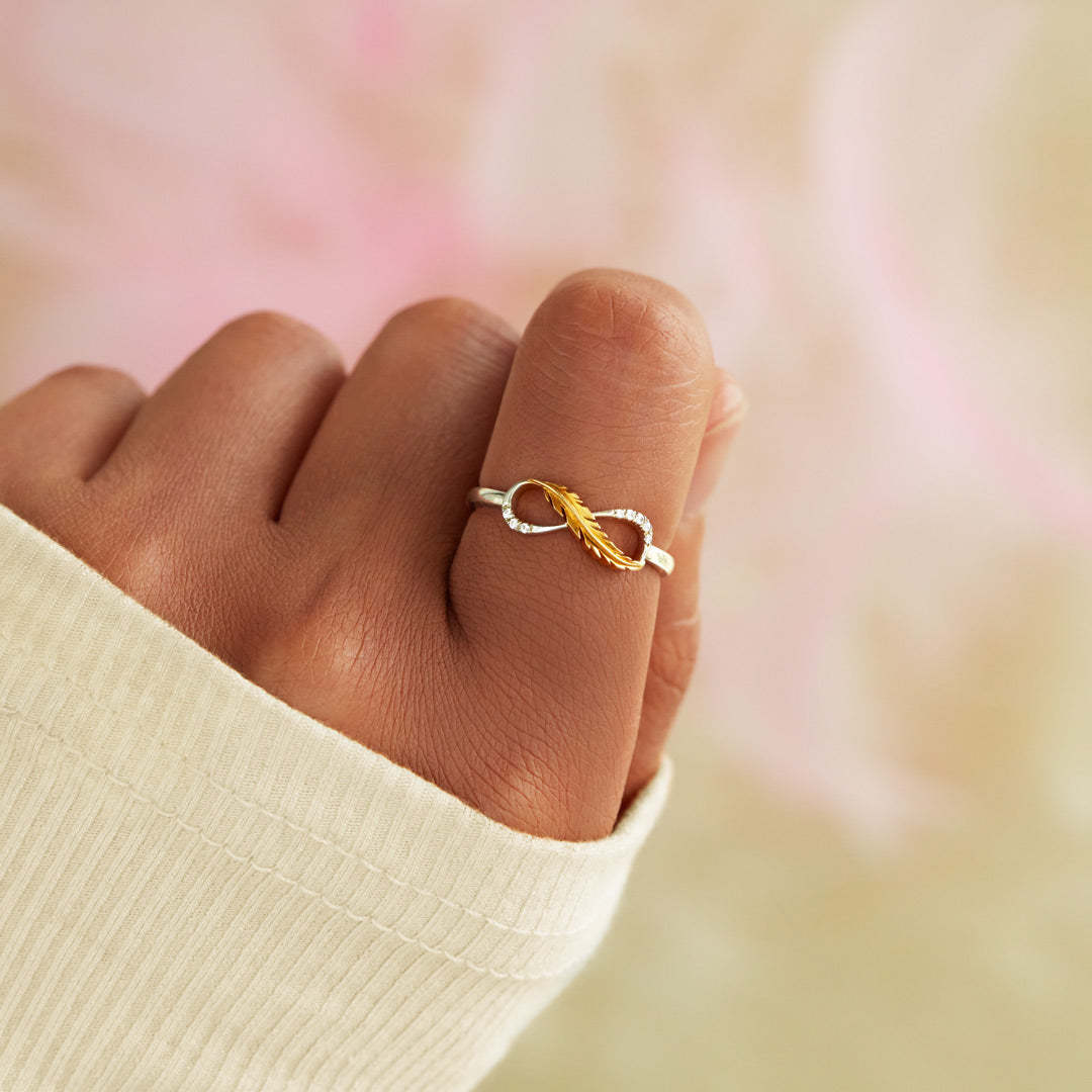Plume Feather Infinity Ring-belovejewel.com