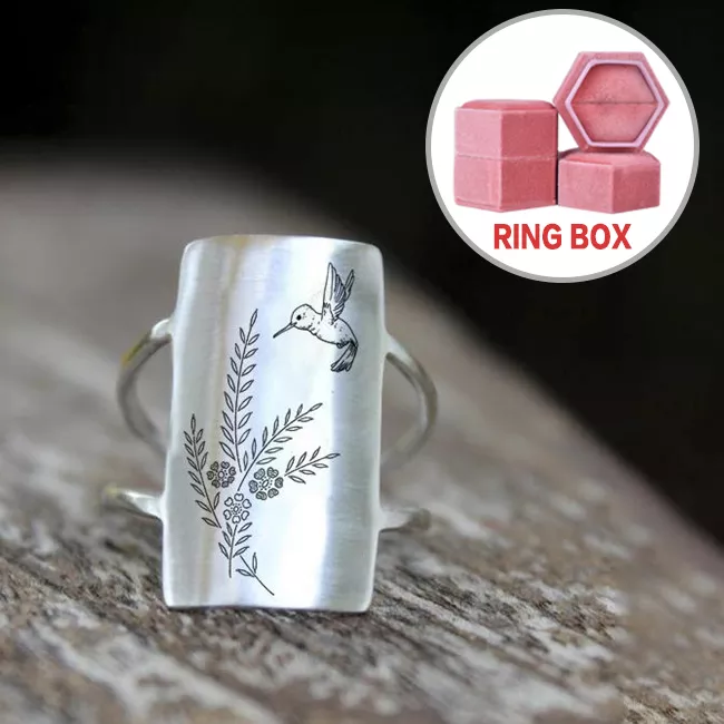 🌊Summer Hot Sale✨-S925 Sterling Silver Hummingbird Ring - Gift For Animal Lover🐦-belovejewel.com