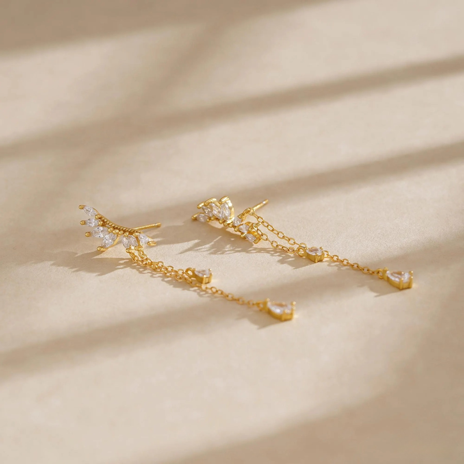 Dainty Diamond Dangle Drop Earrings CZ Diamond Tassel Earrings Wedding Jewelry Bridesmaid Gifts Christmas Present