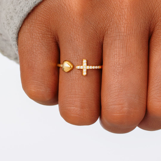 Pray Through It Cross & Heart Ring-belovejewel.com