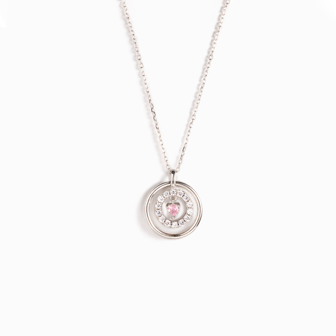 Mother Daughter Encircled Heart Necklace-belovejewel.com