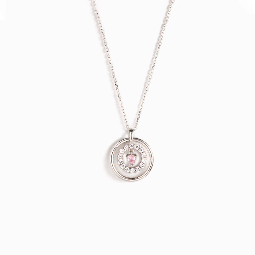 Mother Daughter Encircled Heart Necklace-belovejewel.com
