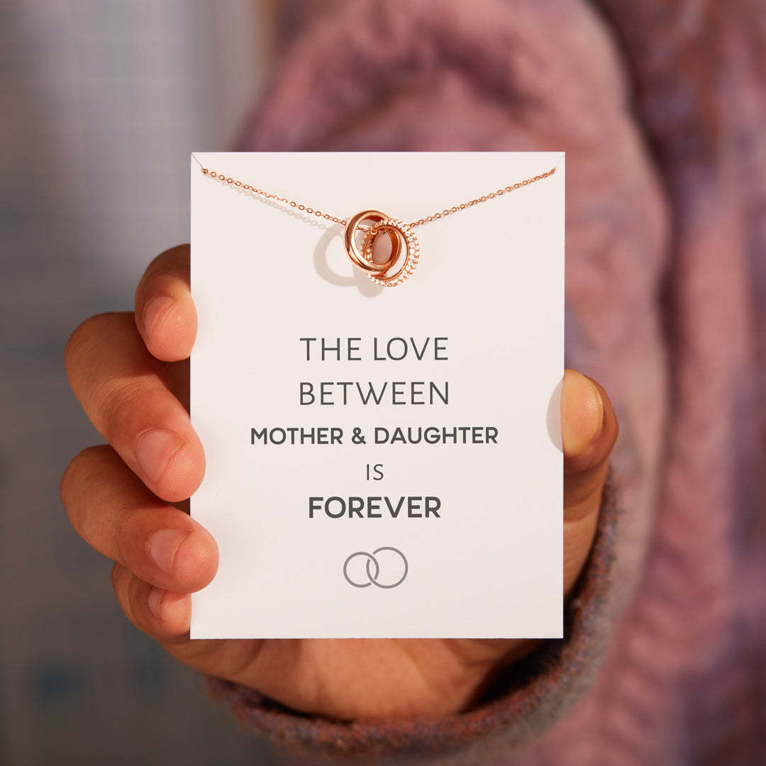 Mother Daughter Love Forever Interlocking Necklace-belovejewel.com