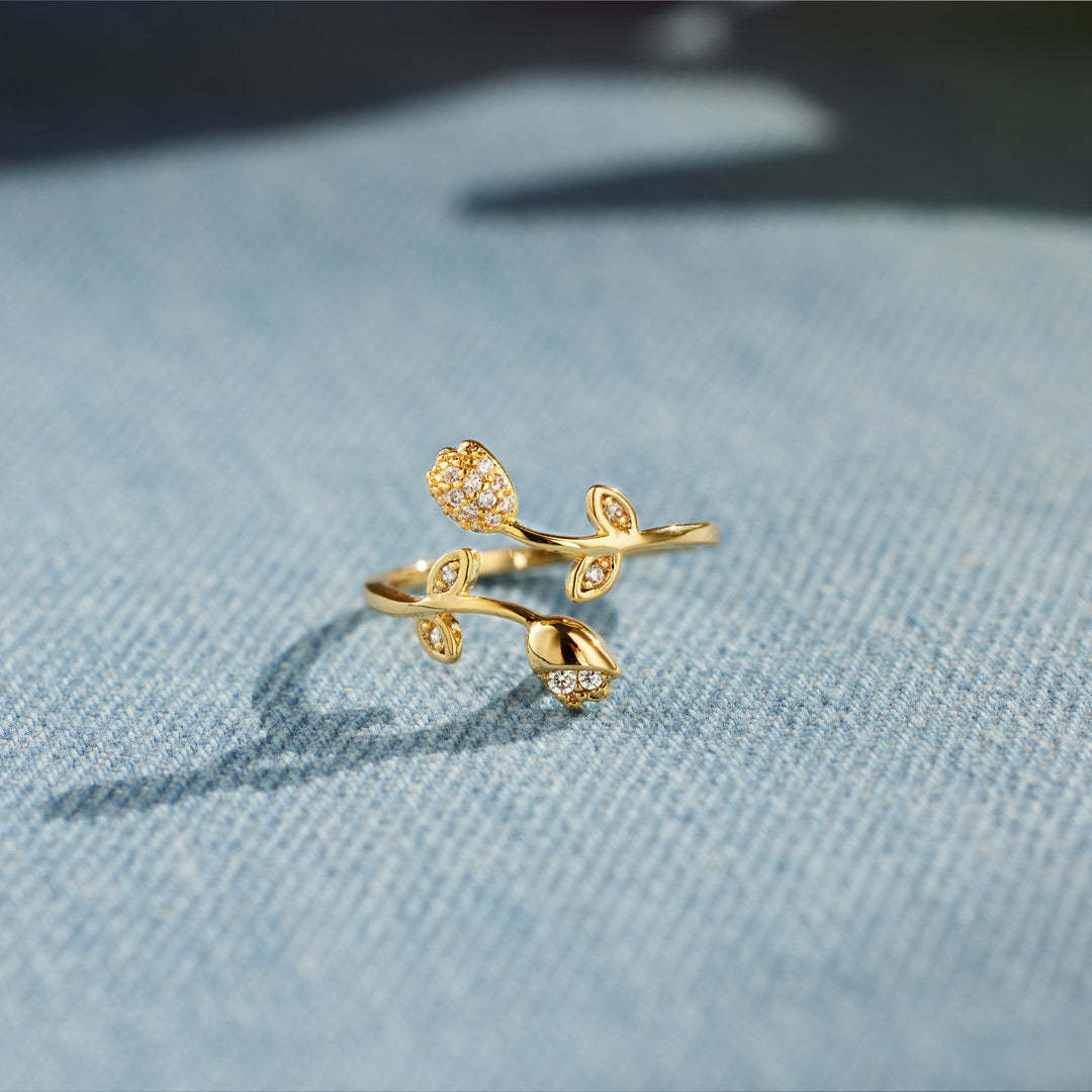 For Sisters Tulip Flower Ring-belovejewel.com