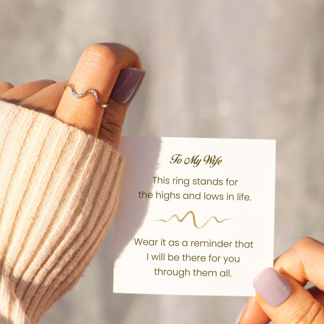 To My Wife Highs And Lows Minimalist Wave Ring-belovejewel.com
