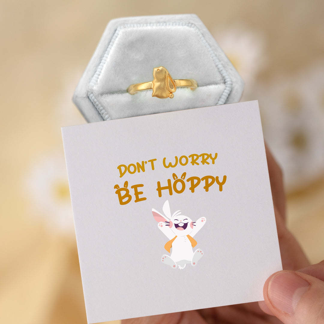 Don't Worry Be Hoppy Bunny Ring-belovejewel.com