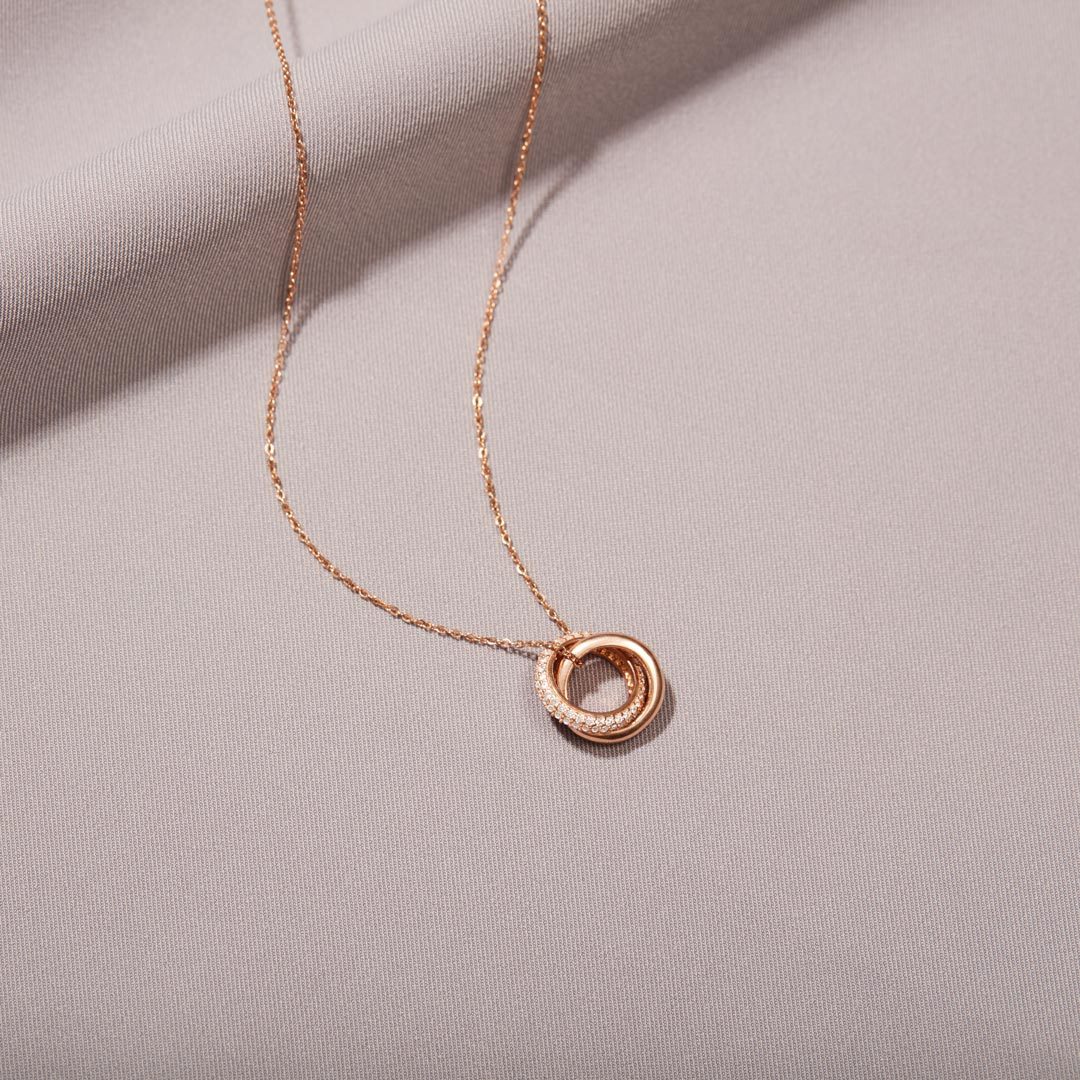 Mother Daughter Love Forever Interlocking Necklace-belovejewel.com