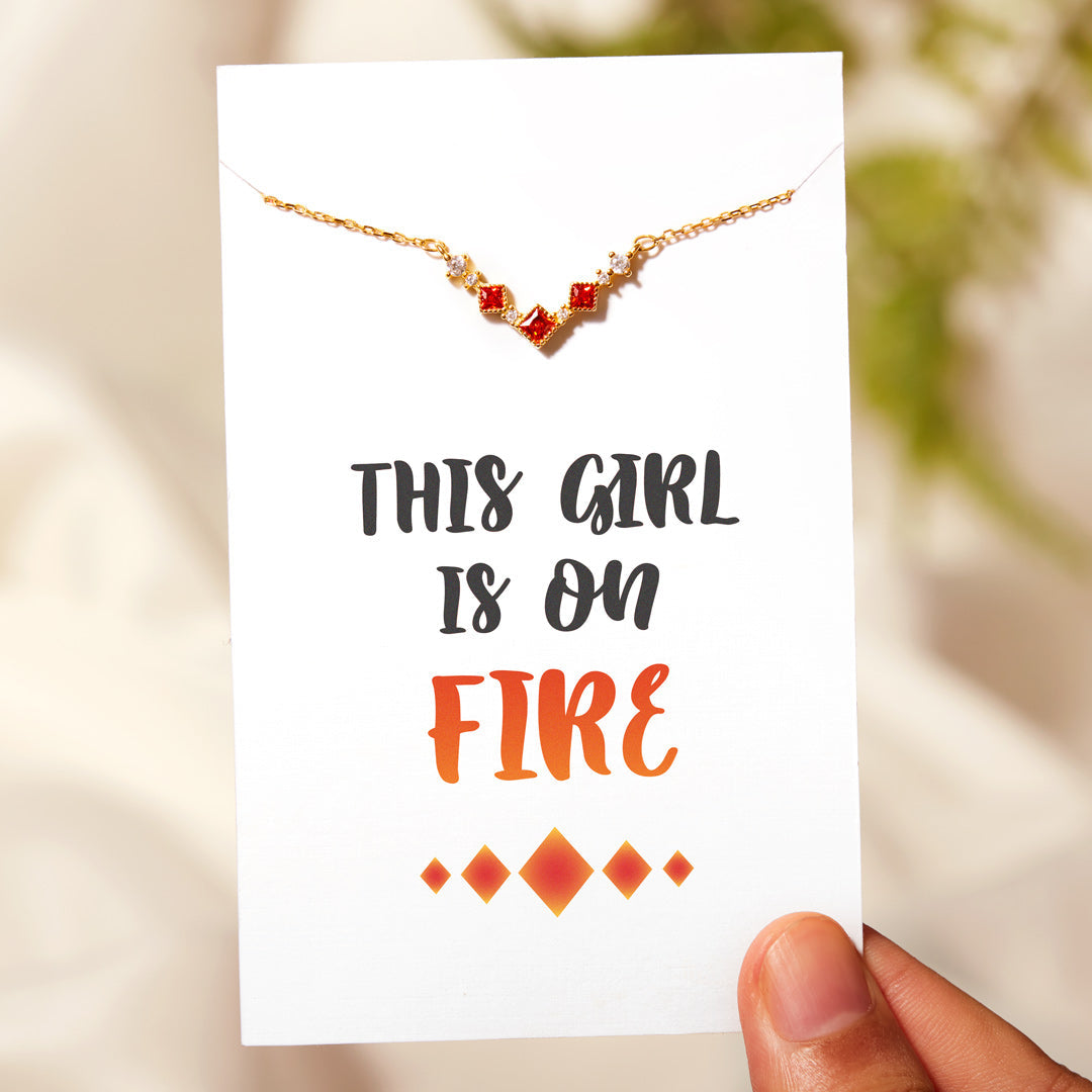 This Girl Is On Fire Flame Necklace-belovejewel.com