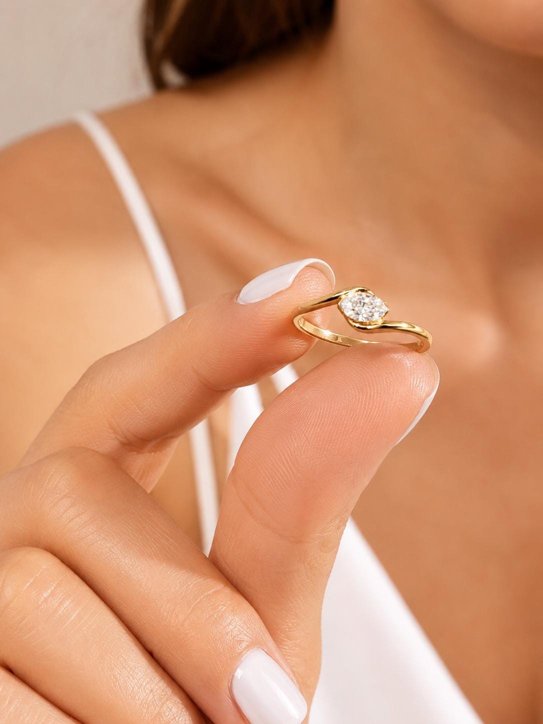 Dainty Marquise CZ Ring, Minimalist Simulated Diamond Band, Everyday Stackable Ring, Bridal Jewelry, AAA Grade Cubic Zirconia Ring