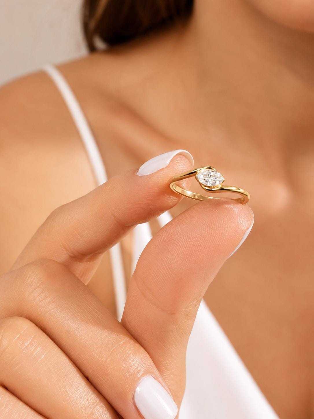 Dainty Marquise CZ Ring, Minimalist Simulated Diamond Band, Everyday Stackable Ring, Bridal Jewelry, AAA Grade Cubic Zirconia Ring