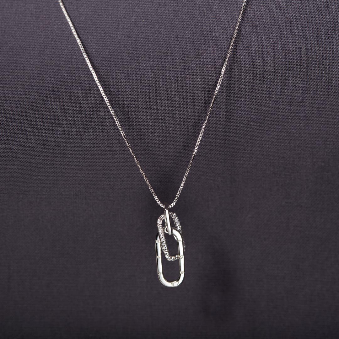 Linked Together Rectangle Interlocking Necklace-belovejewel.com
