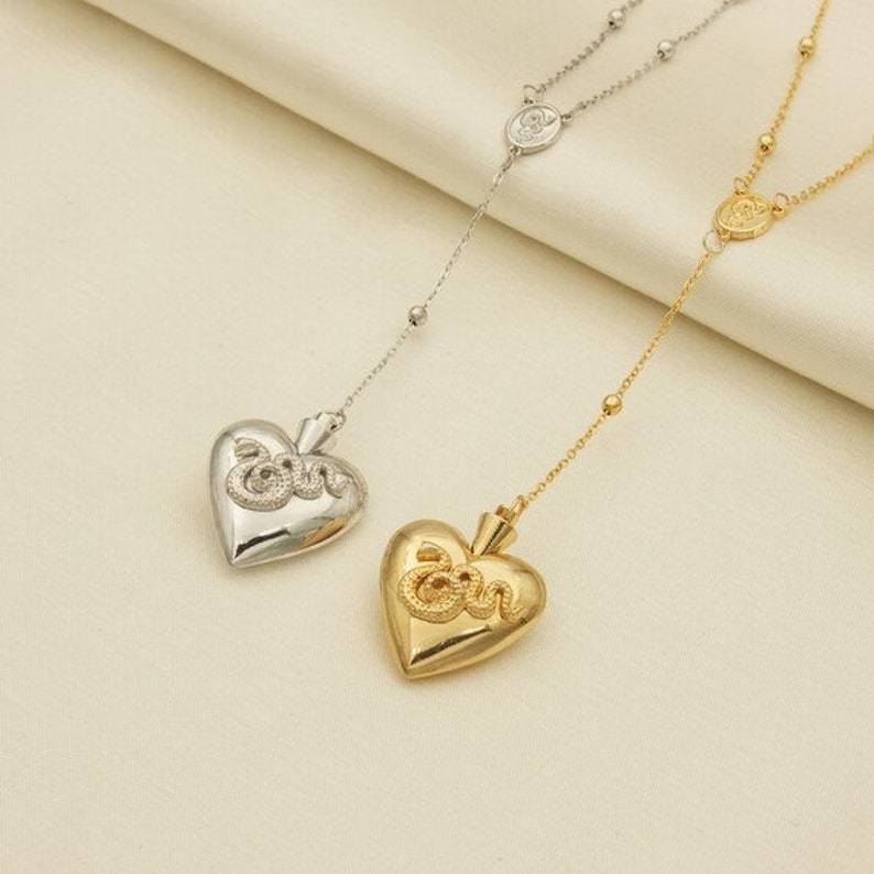 LDR Rosary Heart Necklace for Women - Fashion Accessory gold necklace perfect gift unique gift necklace gift peach heart
