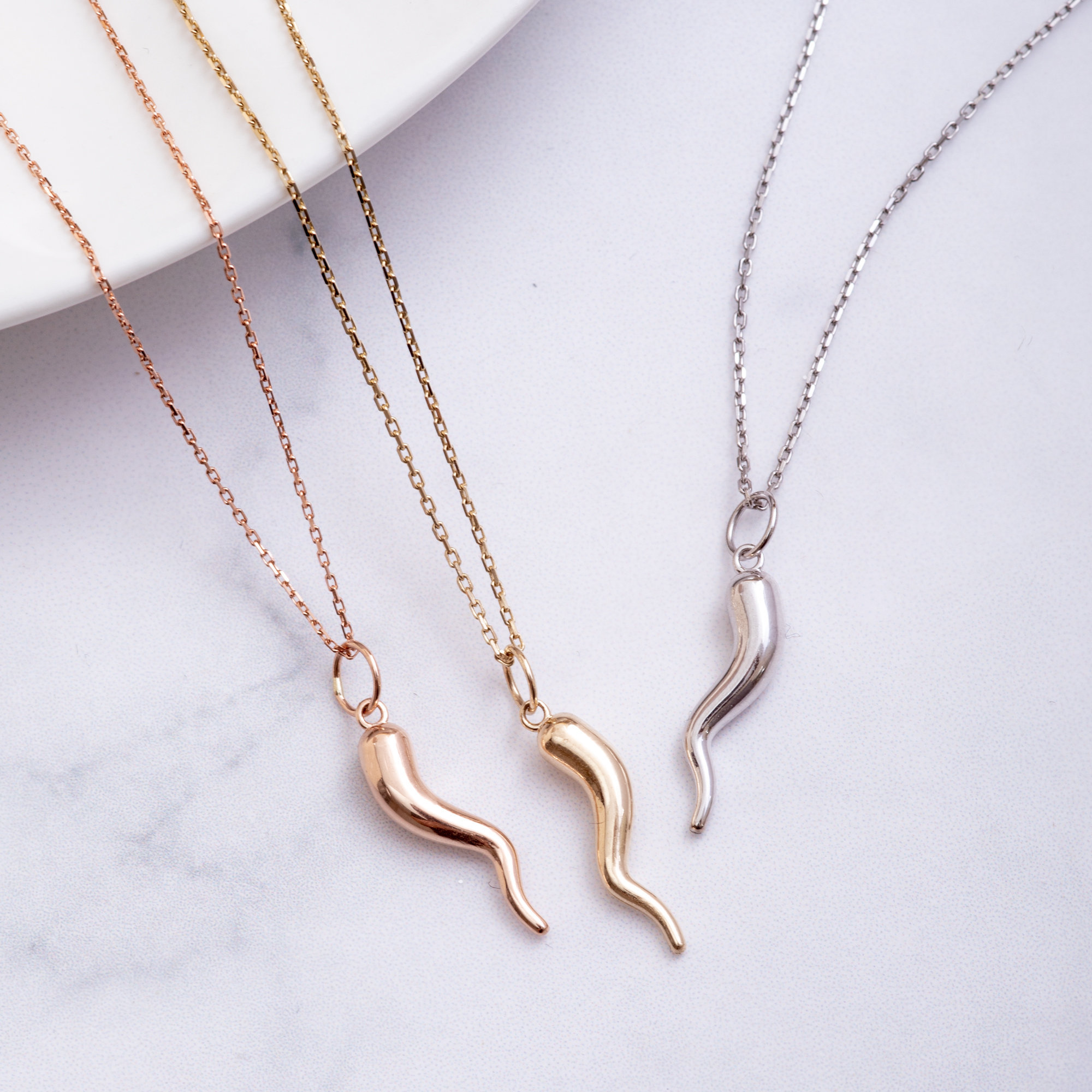 Italian Horn Unisex Necklace- Protection Abundance Fertility Good Fort